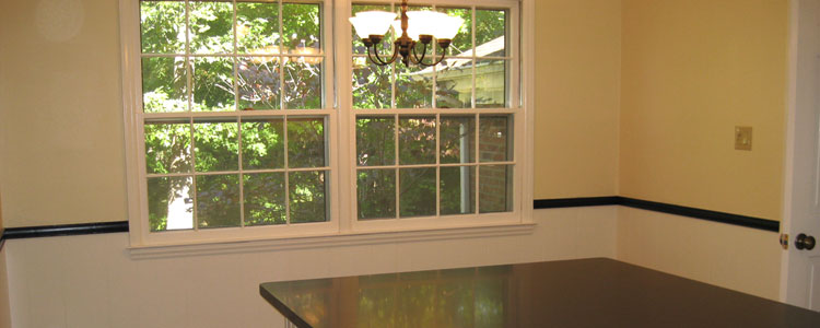 Eat-in breakfast area with window overlooking the backyard